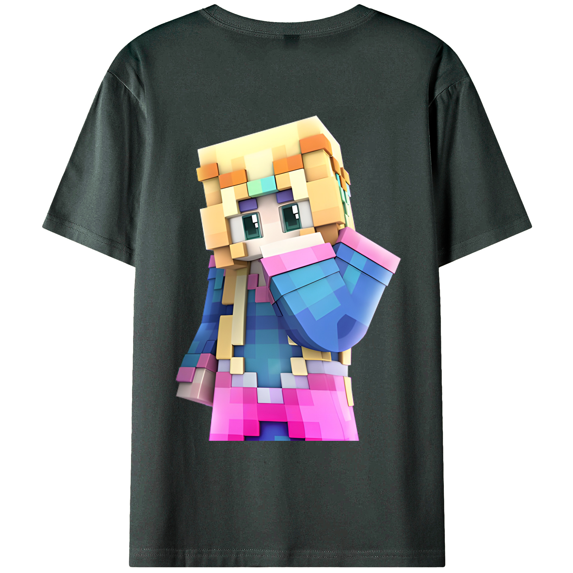 （画像用） マインクラフト ブロックの世界 Minecraft MC Block world 綿100％ メンズ半袖Tシャツ（バックプリント） 通気性